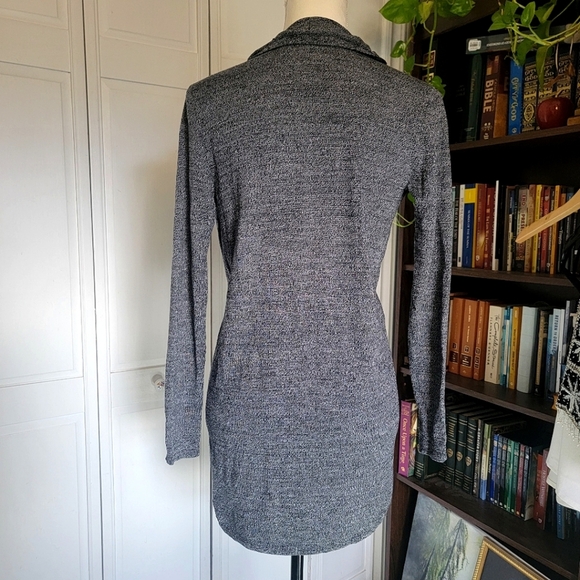 Theory 100% Wool Open Front Collared Lightweight Cardigan Sweater Small Gray - Picture 3 of 9